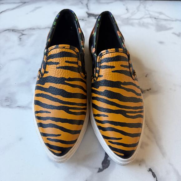 Coach C103 Tiger Floral Leather Slip On Sneakers Size 6 - Picture 3 of 8